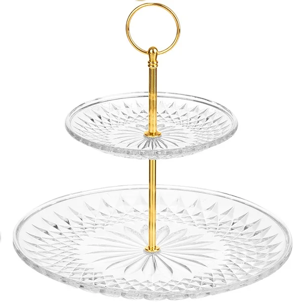 Wholesale 2 Tiered 3 Tiered Clear Plastic Dessert Cake crystal glass dried  fruit tray dried