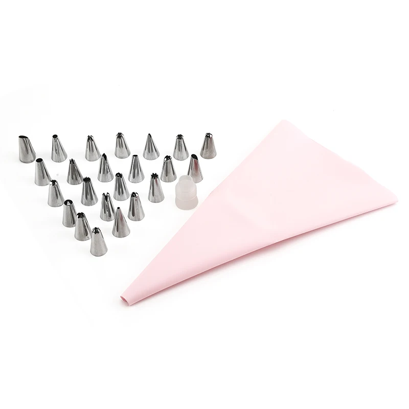 26 PCS/Set Silicone Pastry Bag Tips Kitchen DIY Icing Piping Cream Reusable Pastry Bags +24 Nozzle Set baking set