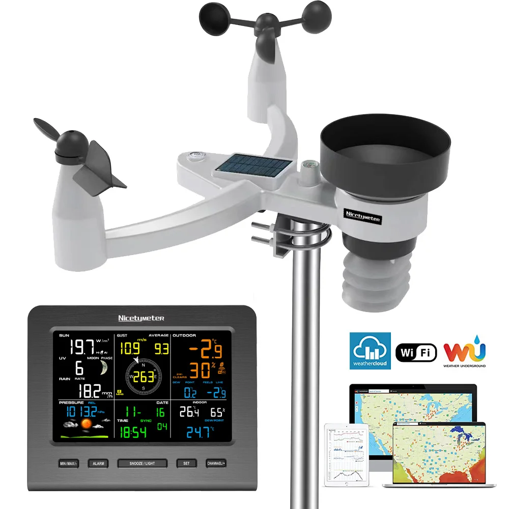 0360-025T WIFI 433mhz Wireless Professional 7 in 1 Weather Station With WIFI