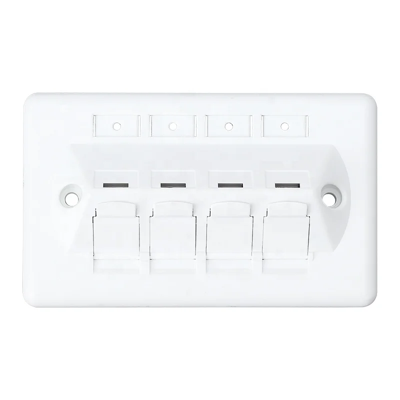 Good Quality Telecom 4 Port RJ45 Keystone Wall Outlet Network faceplate Face plate keystone jack cat6 4 port faceplate