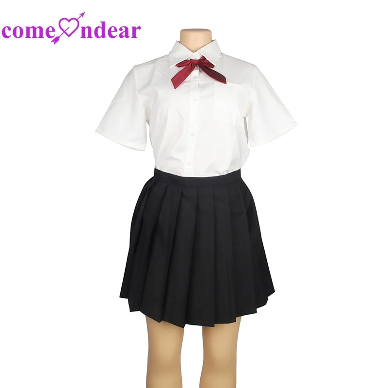 Japanese-Style School Student Uniform White Shirt Black Pleated Skirt Bow Tie Pure And Cute Erotic Lingerie Costume