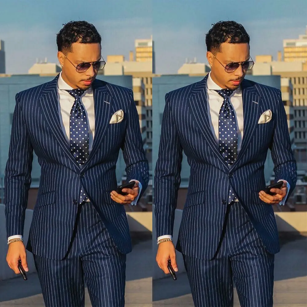 2024 New Coat Pant Design 2023 Stripe Costume Pour Homme Formal 3 Piece Tuxedo Business Suit For Men