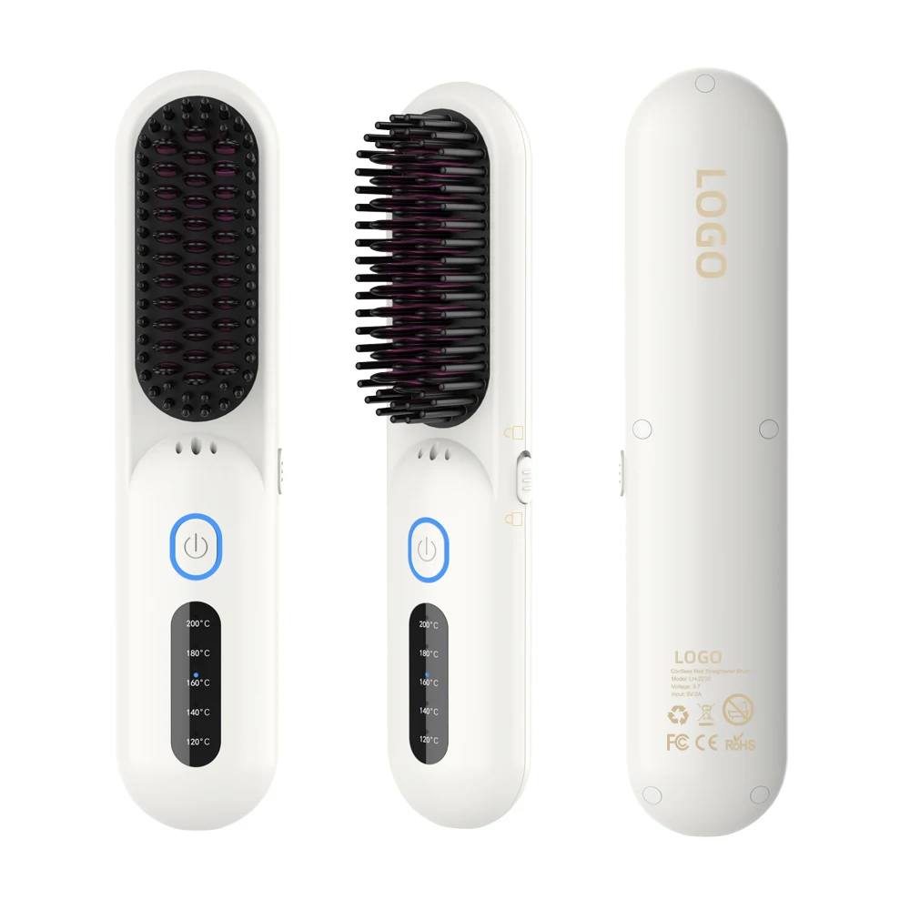Travel 2 In 1 Led Flat Iron fast heated Hot Comb electric professional wireless cordless hair straightening brush