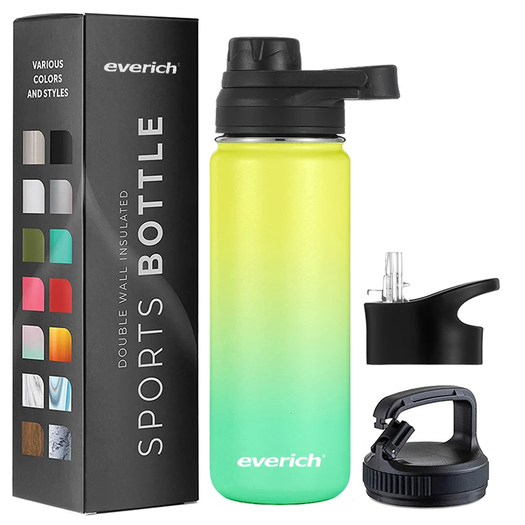 Two Tone Color OEM 32oz 40oz Double Wall Vacuum Insulated Sports Stainless Steel Custom Water bottle w/ Straw Lid /Flip