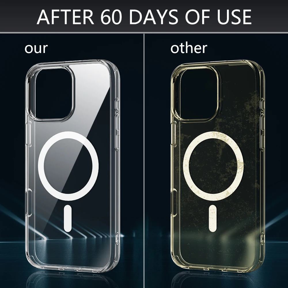 For iPhone 16 Pro Max Case 15 14 13 12 Plus Mini Cover Original Clear For Magnetic Wireless Charging Phone Case