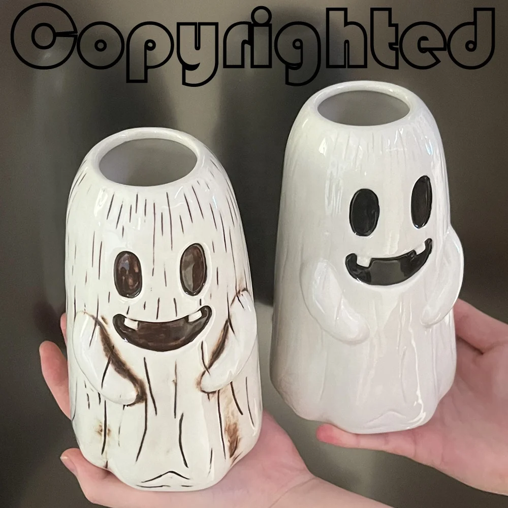 Custom wholesale barware Halloween holiday present gift porcelain 3d glass tiki mugs cocktail cup cute ceramic ghost tiki mug