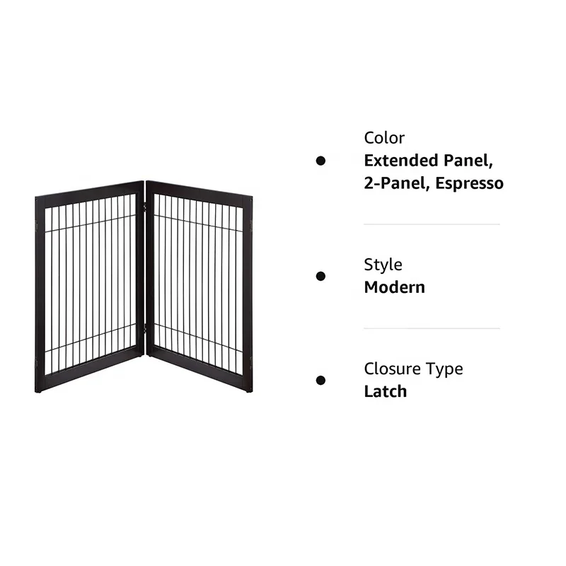 Custom Foldable Wood and Wire Indoor Safety Gate Stairs Guard Railing Fence Pet Dog Door Wooden Dog Playpen with Support Feets