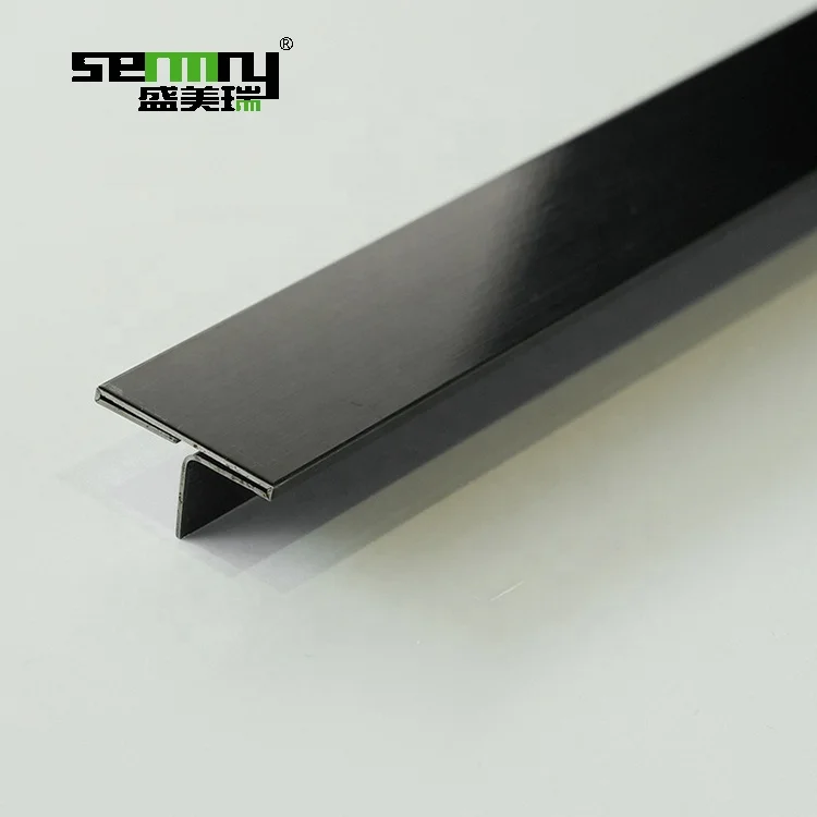Brushed metal T profiles Stainless steel decorative strips for wall decoration 304 Ceramic tile profiles