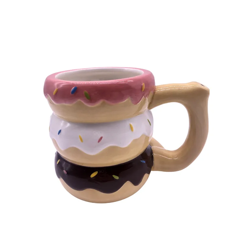 Creative Donuts Ceramic Coffee Mugs Sublimation Large Porcelain Mug with Customized Logo