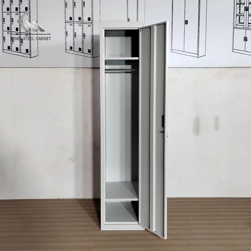 Однодверный металлический шкафчик для хранения железный с запирающей дверью