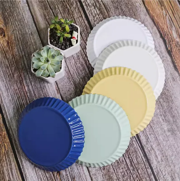 Dia 12 cm Enamel Steel Plate Ice Cream Cold Plate Serving Dish customized available enamel cake plate