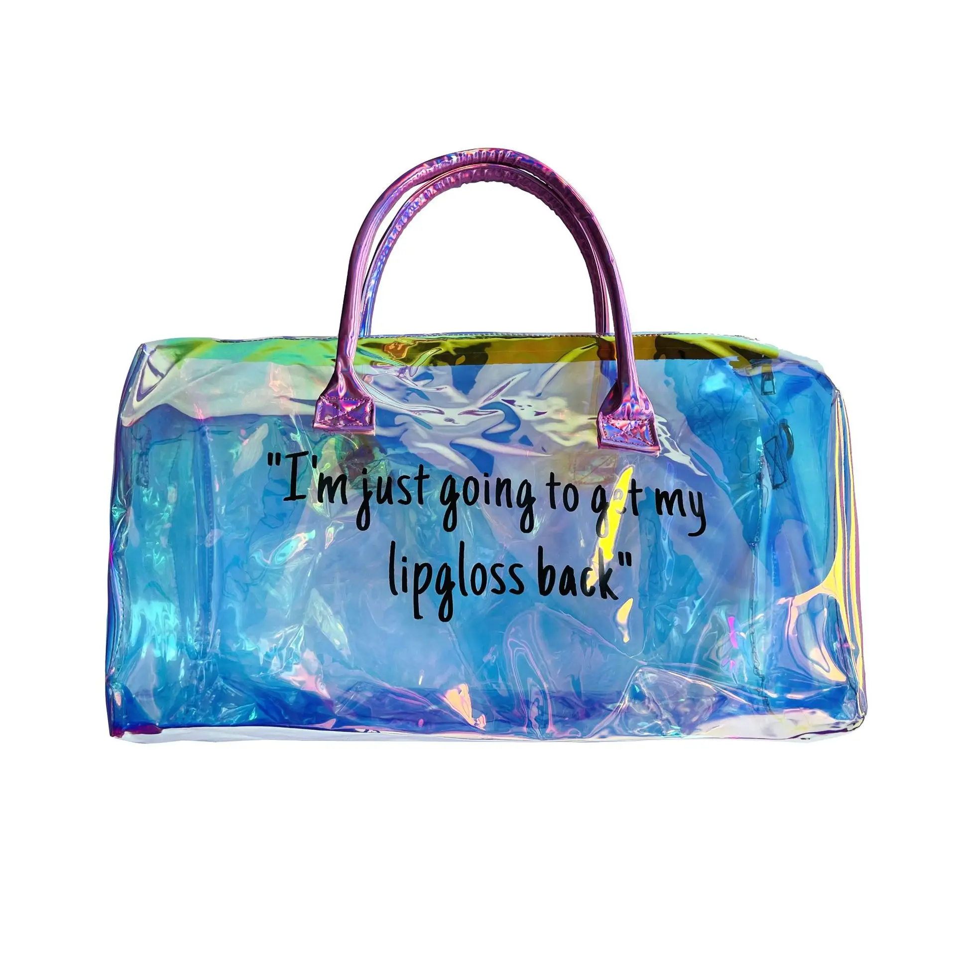 
Wholesale Women Plastic Iridescent Overnight Hologram Spend Da The Night Bag Pvc Duffle Clear Gym Travel Weekend Duffel Bag 