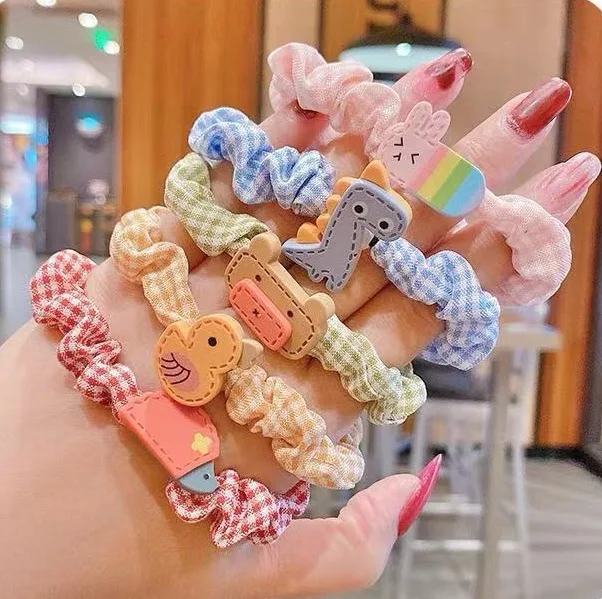 Fashion Children Gift 10pcs/set Colorful Cartoon Flower Girls Hair Tie Accessories Animal Fruits Hair Band Kids Small Scrunchies