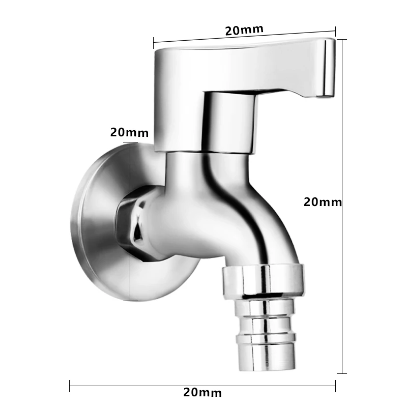 TMOK In Stock 1/2 ich Polish Chroming Plated Copper Brass Faucet Bibcock Water Tap for Wash Machine Bathroom