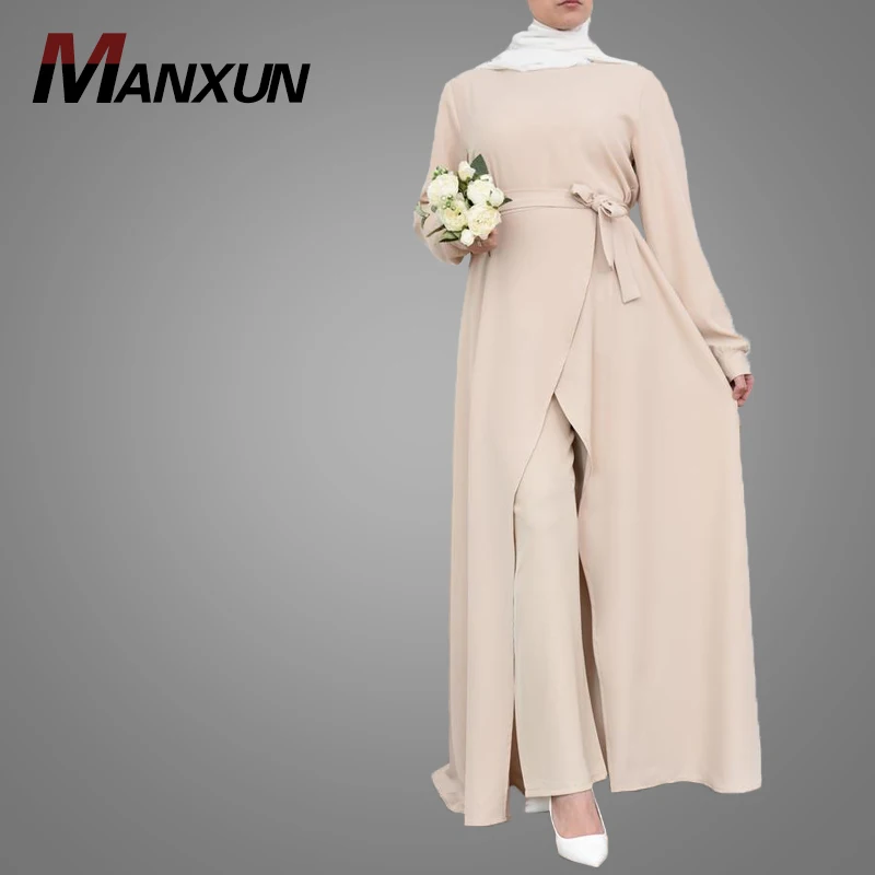 New Arrival Arabic Islamic Clothing Women Abaya Muslim Jilbab Wear Dress Pants Set