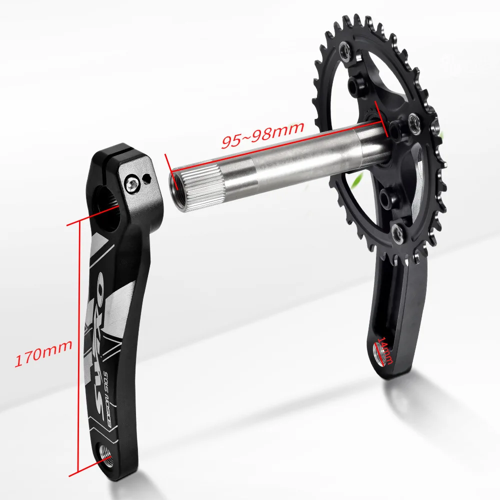 
Prowheel mtb bicycle crankset 104BCD square hole 170mm 175mm mountain bike crank 32T 34T 36T 38T round narrow wide sprockets 