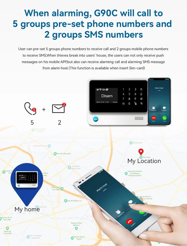 Home alarm kits 4G security alarm system APP control + CMS management system Kooyii smart home app
