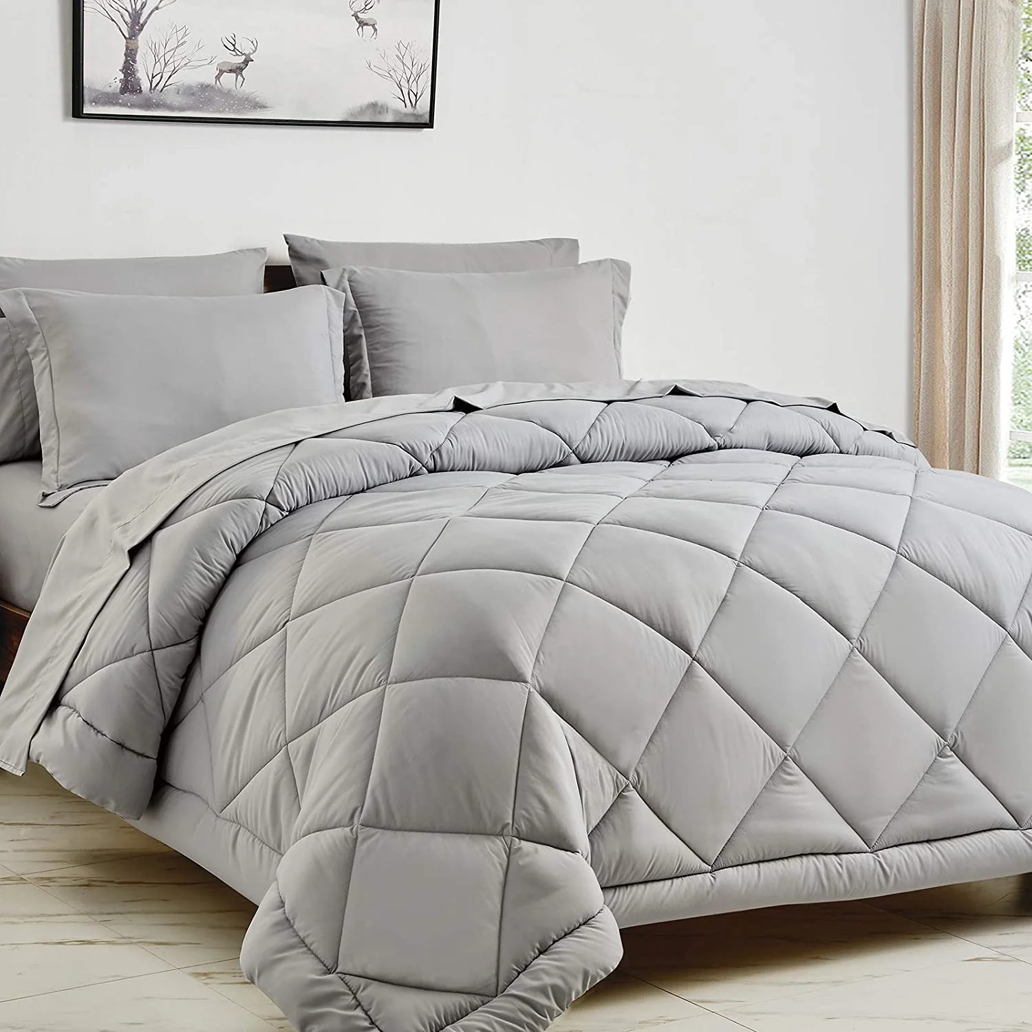 Customized Dyed Brushed Down Alternative Quilted Comforter Microfibre Duvet Hypoallergenic