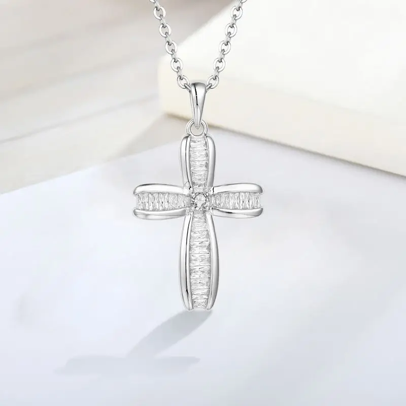 Vintage Gothic Cross Pendant Necklace 925 Sterling Silver Cool Street Style Necklace For Men Women Wholesale Neck Jewelry