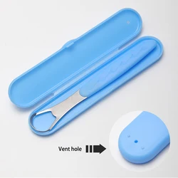 Hot Sale Customized Steel Tongue Cleaner Scraper Reusable 430 Stainless Steel Tongue Scraper With Handle