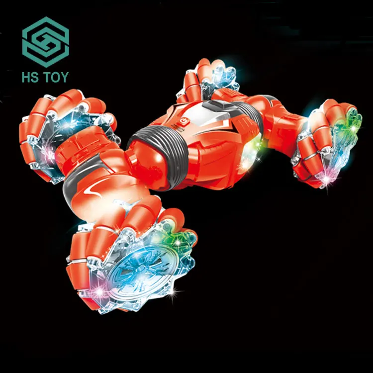 HS 1/12 Latest 2.4g Dual Remote Control Double Sided Easy Fun Gesture Stunt Twist 360 Degree Rolling Car With USB