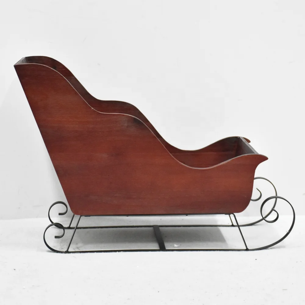 Потертый шикарный винтажный деревенский большой красный деревянный сани