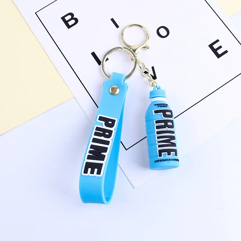 Fashion Prime Drink 3D Rubber Keychain Cute Bottle Key Chains For Men Women Ornament Car Bag Pendant Keyring Accessories Gift