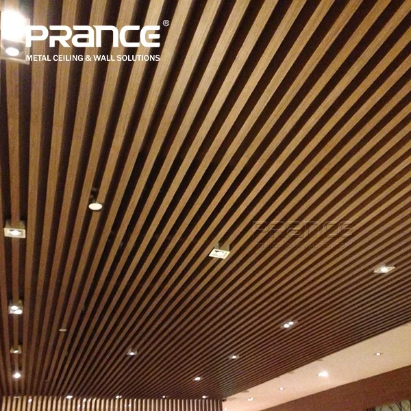 Wooden grain aluminum U shape baffle ceiling design