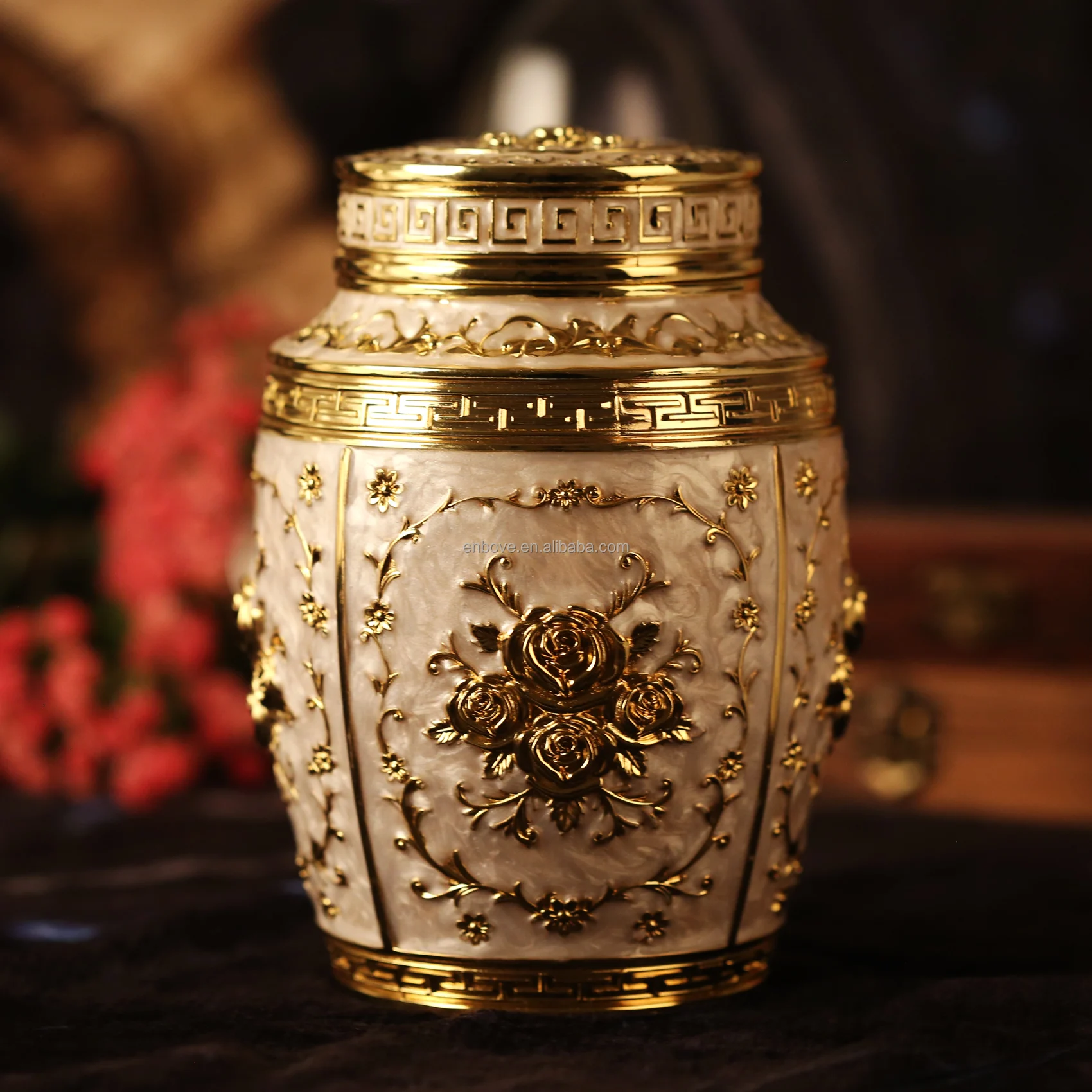 Luxury style for Human Ashes Medium Decorative Urns for Adult Beauty Flower Urns