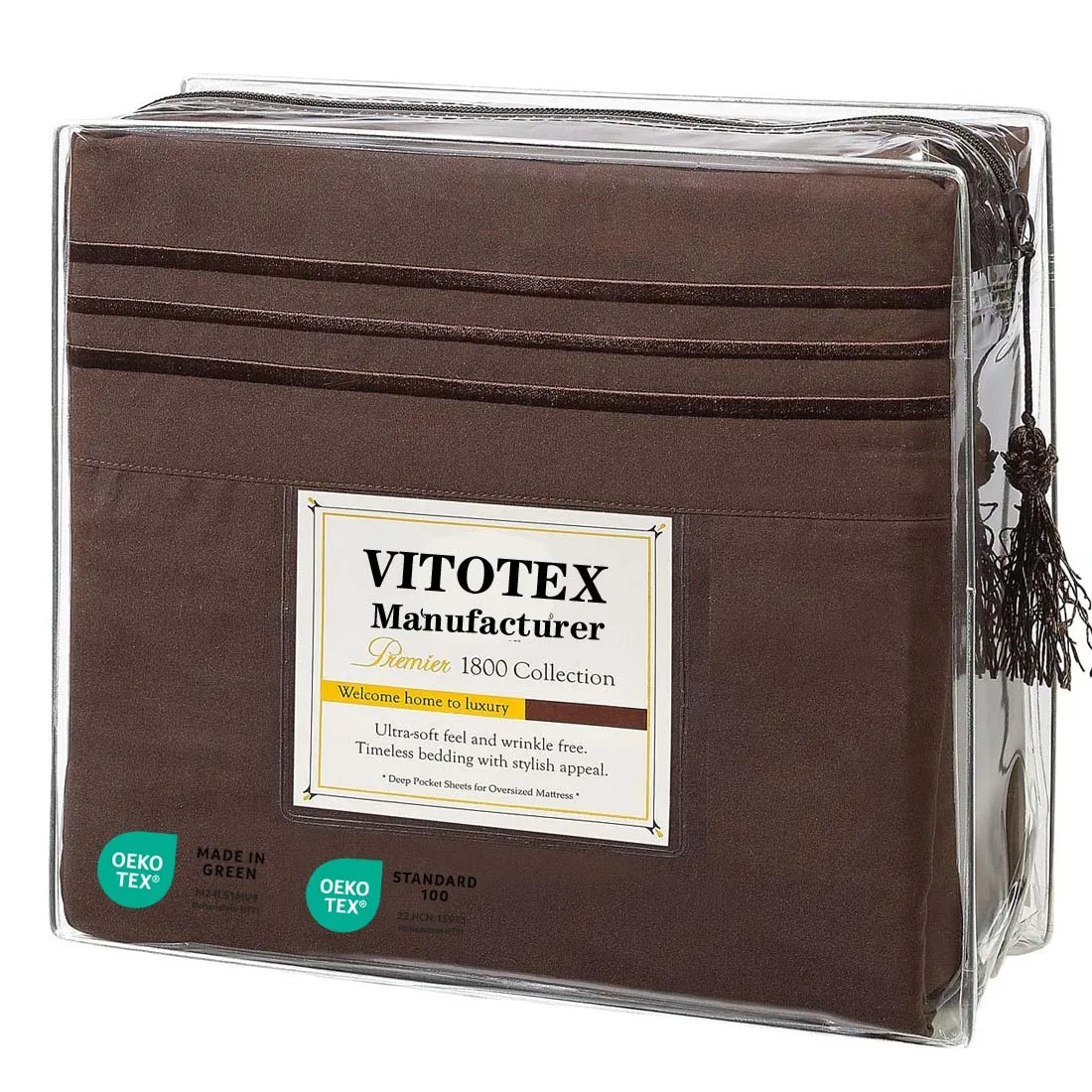 Luxury Bed Sheet Set on Amazon Three-Line Design 1500 Thread Count Egyptian Quality Wrinkle and Fade Resistant 4-Piece Bed Sheet