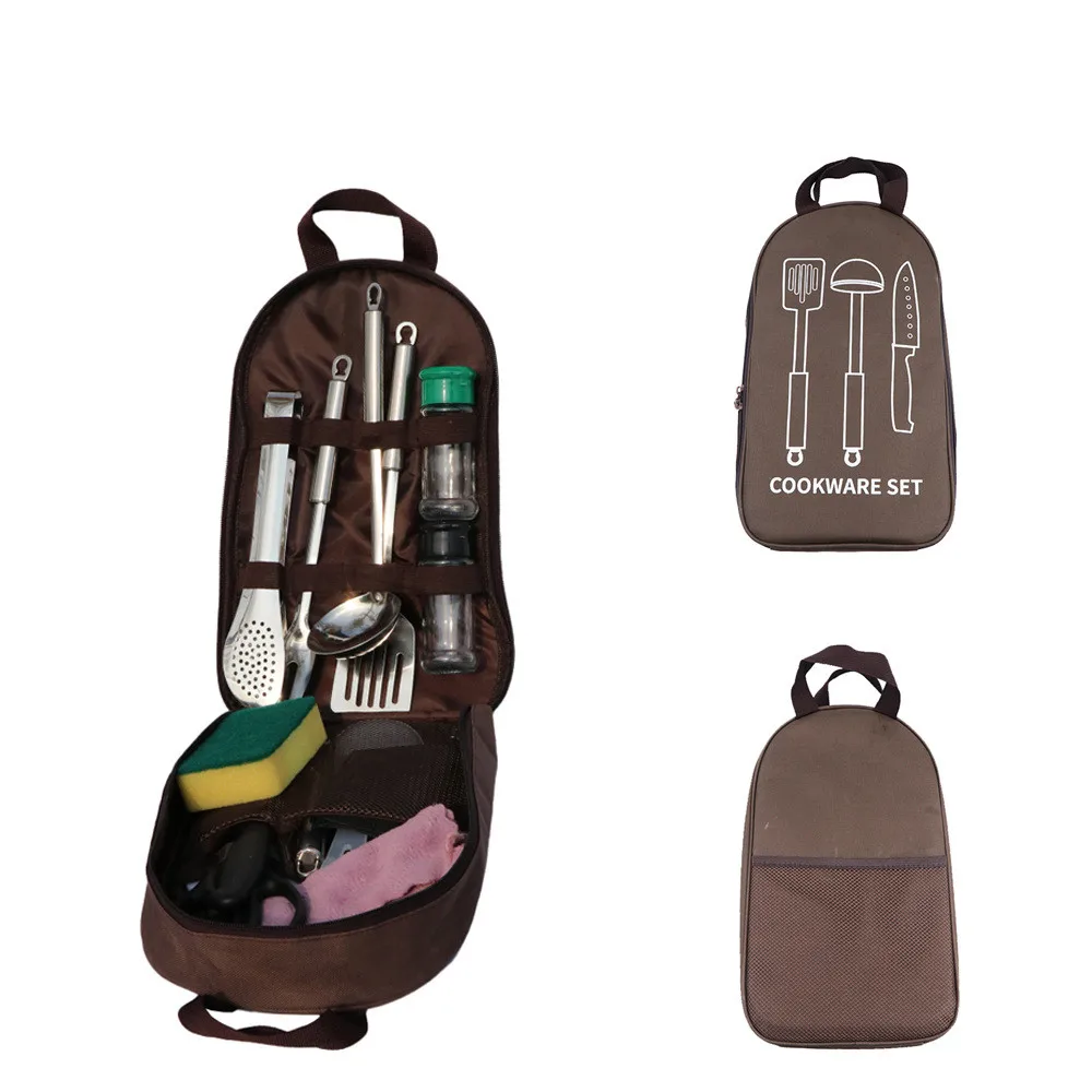 Mydays Outdoor Heavy Duty Portable Waterproof Compact Camping Kitchen BBQ Utensils Handle Cutlery Storage Bag without Tools