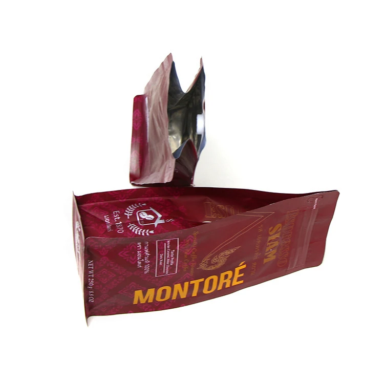 E-friendly Plastic Easy tear Ziplock flat bottom herbs coffee packaging bag with valve