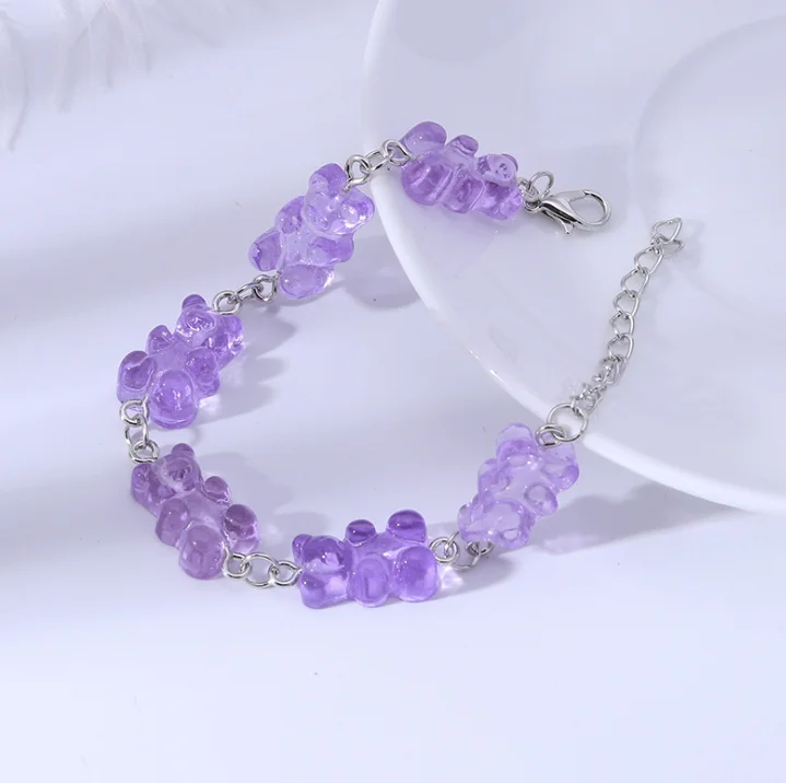 Cute Gummy Bear Bracelet Transparent Candy Color Resin Bear Bracelets And Bangles 03BC032