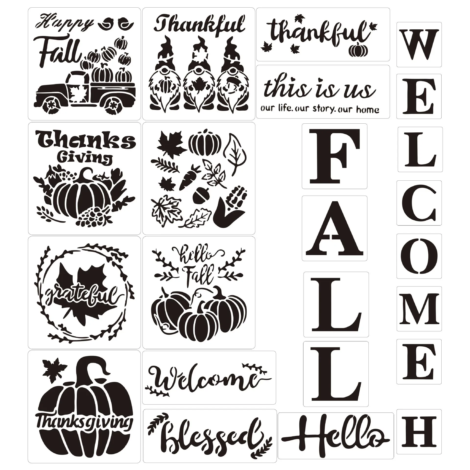 Осенний День благодарения ручной росписью трафареты для рисования