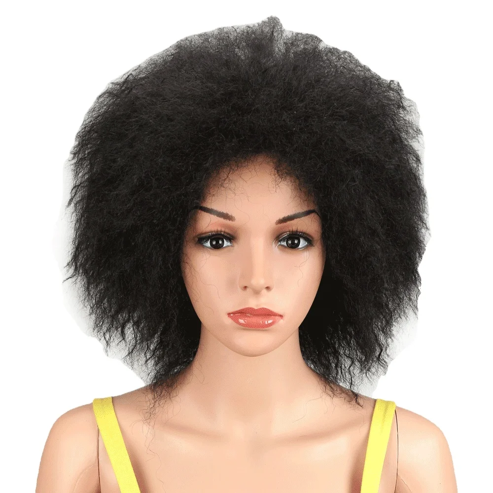 SENSE Synthetic Wigs Kinky Straight Hair For making Women 16Inch Short Wigs Colors Black 99J# Heat Resistant Wig