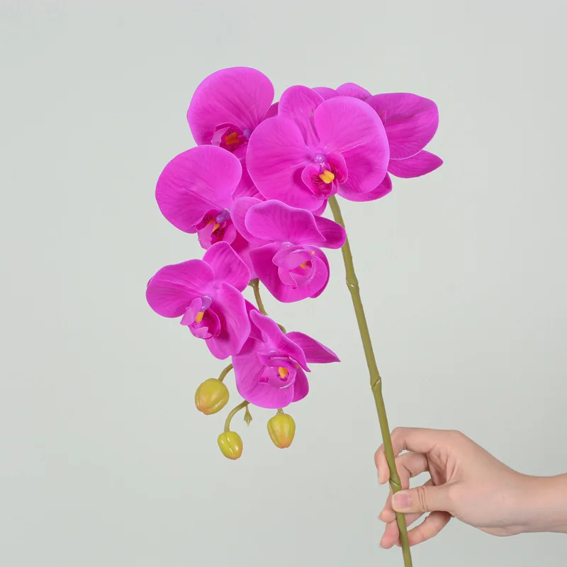 High Quality 9 Heads Butterfly Orchid Latex Real Touch Orchids Artificial Flowers Decoration