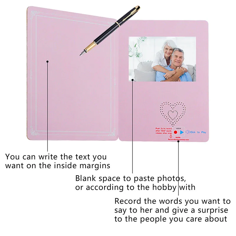 New Design Best Wishes Message Card With Heart Customize Greetings Card With Sound Audio Wish Card