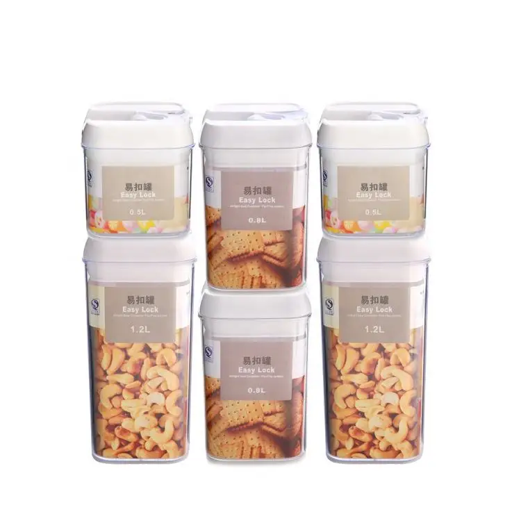 Wholesale Airtight Pantry Kitchen Organizer 7 Pieces Pack Rice Cereal  Container Air Tight Plastic Food Storage Container Set