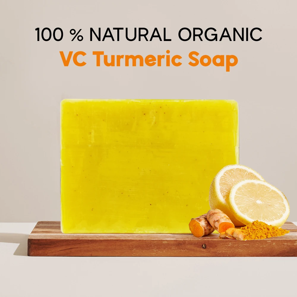 200g Private Label Turmeric & Vitamin C Whitening Soap Herbal Anti-Acne & Antiseptic for Adults