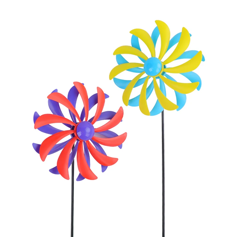 New Arrival Hot Sell Garden Rainbow Plastic Windmill Kids Toy Pinwheels