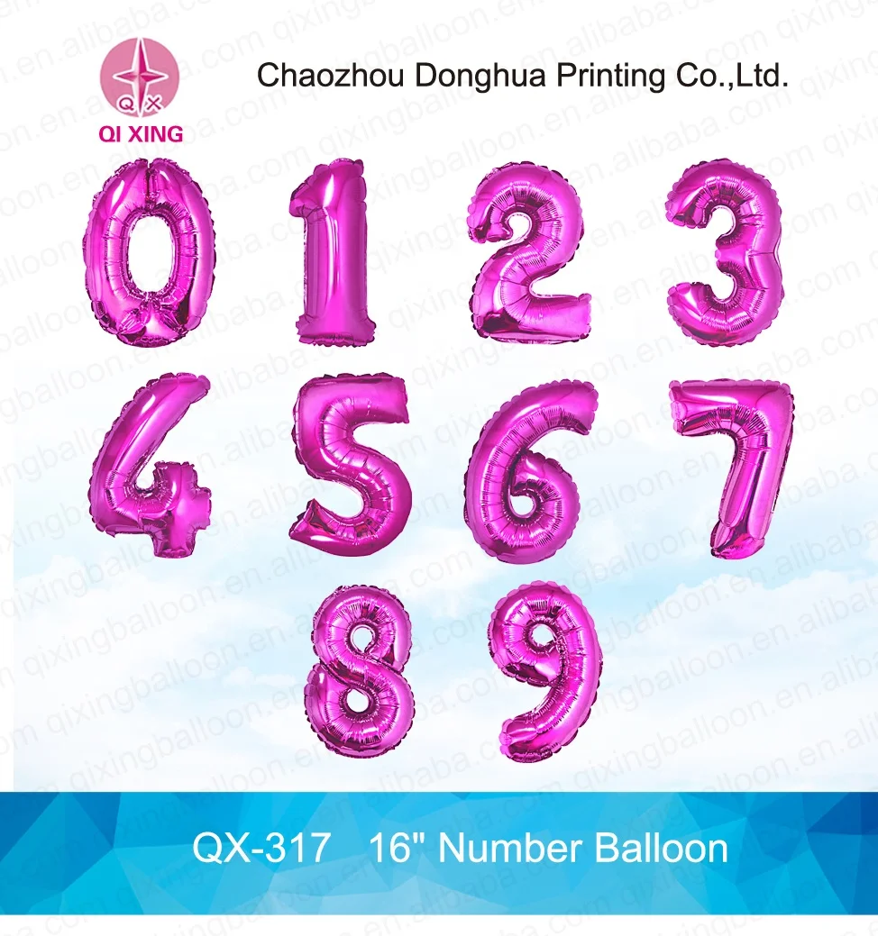 16 Inch Foil Pink Number Confetti USA Balloons Hot Selling