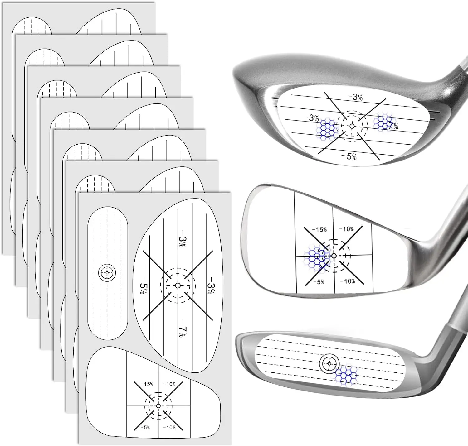 Golf Club Impact Tape Stickers Labels for Driver Woods Irons Putters Ball Hitting Recorder Training Aids for Swing Practice