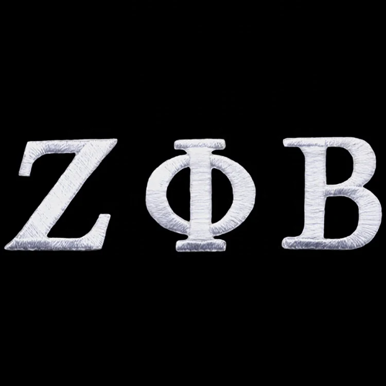Greek embroidered patch Zeta Phi Beta White Individuel Letters Emblem Set