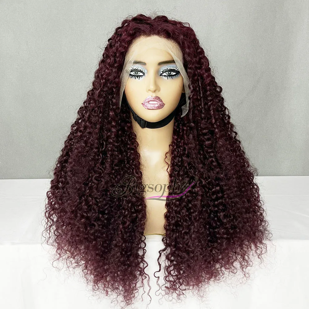 Super Quality Burgundy Human Hair Wigs Supplier In South Africa,26Inch 99J Pixie Curl 13X4 Full Frontal Lace Wig For Black Women