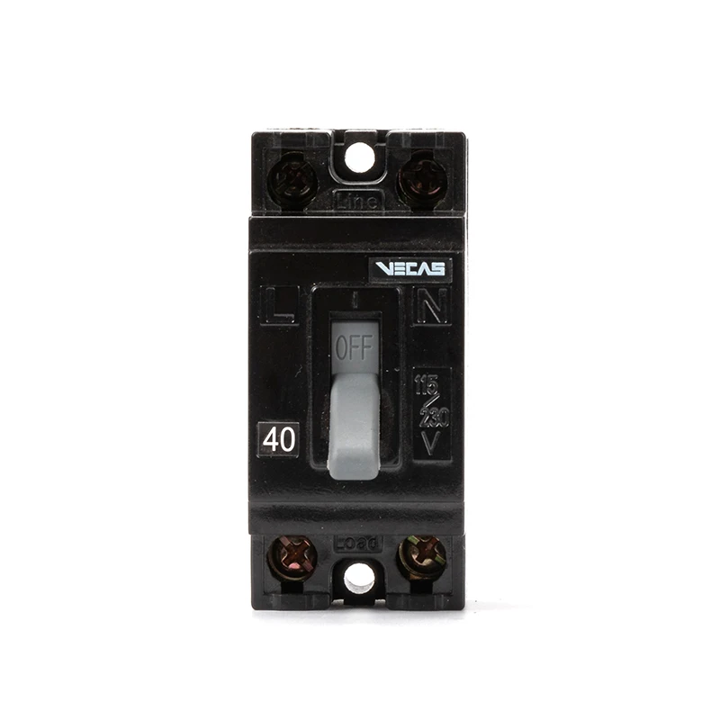 VECAS Molded case circuit breaker 2 pole MCCB current breaker RCBO 40A 30ma 50HZ/240V