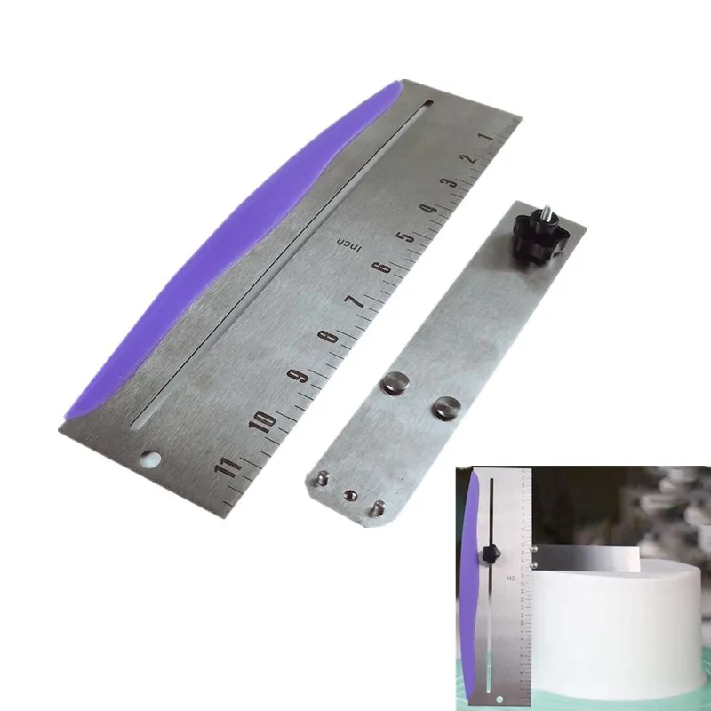 Saffron Stainless steel Cake Smoother Adjustable Height cake leveler Baking Tool Fondant Cream Scraper