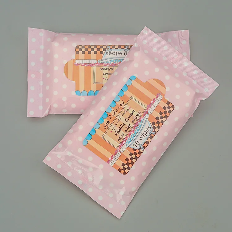 vanilla cream 10pcs cleaning mini wet wipes spa wet tissue
