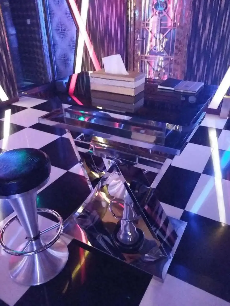 Customized Logo Stainless Steel Metal KTV Nightclub Bar Table Furnitures