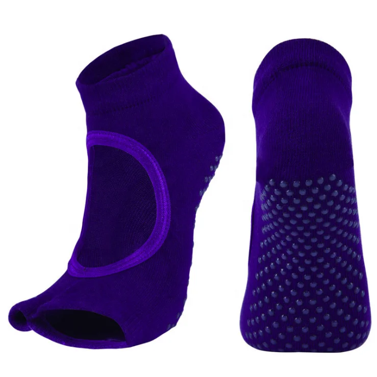 Lowest MOQ Fitness anti slip sticky combed cotton Toeless Open Toe Women Yoga Pilates socks
