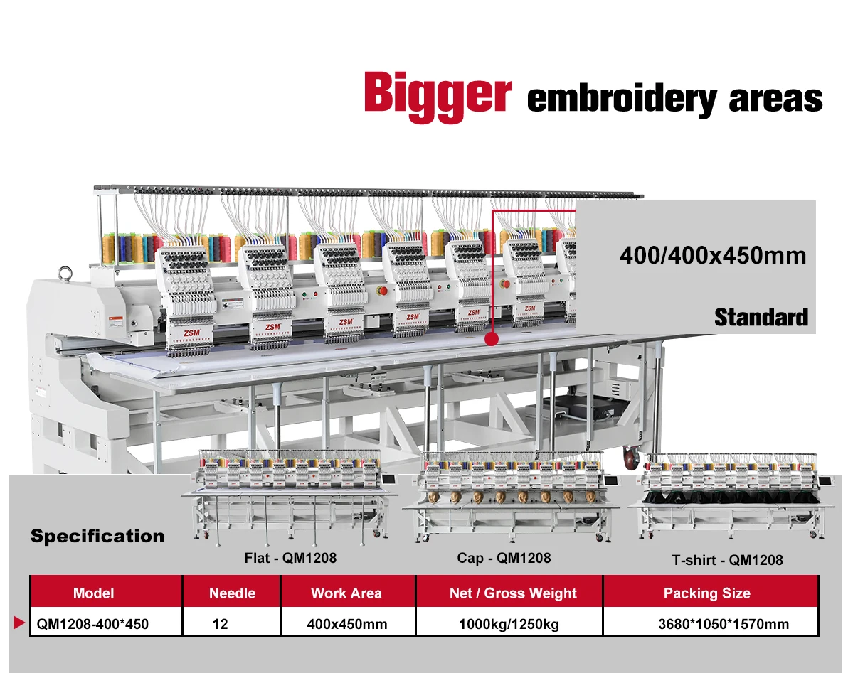 Wholesale Flat Embroidery Computerized Machine 8 Heads Industrial Automatic Embroidery Machine